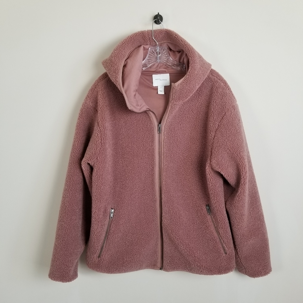 Daily Ritual Teddy Fleece Hooded Coat Medium